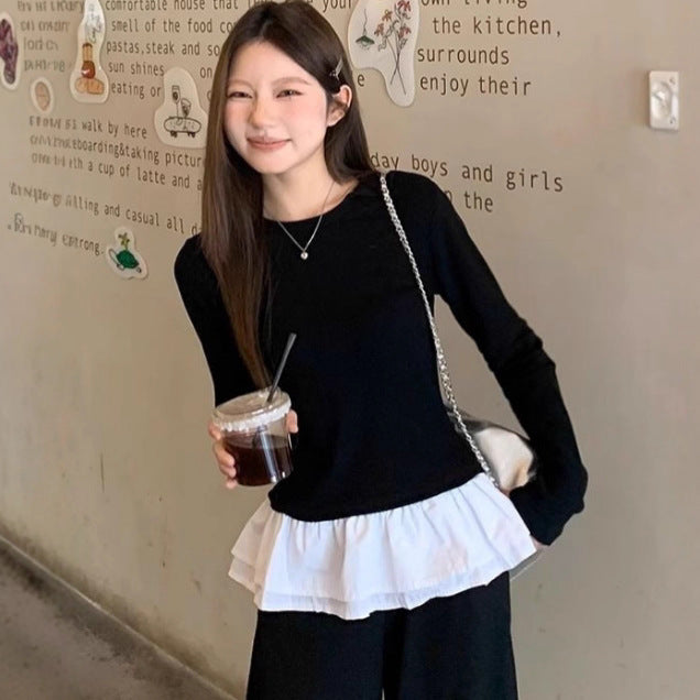 Women's Design Sense Slim Fit Round Neck Bottoming Tops