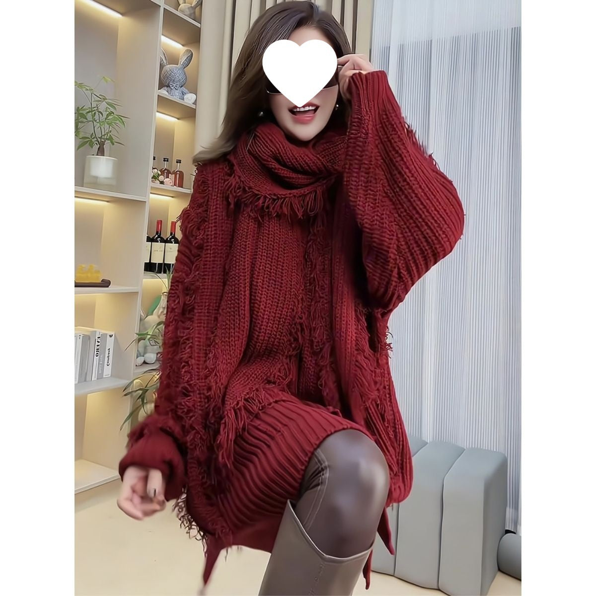 Womens Two-Piece Relaxed-Style Split-Panel Top Set