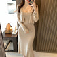 Two Piece Set Of Slim Fitting Women's Cardigan And Camisole Dress