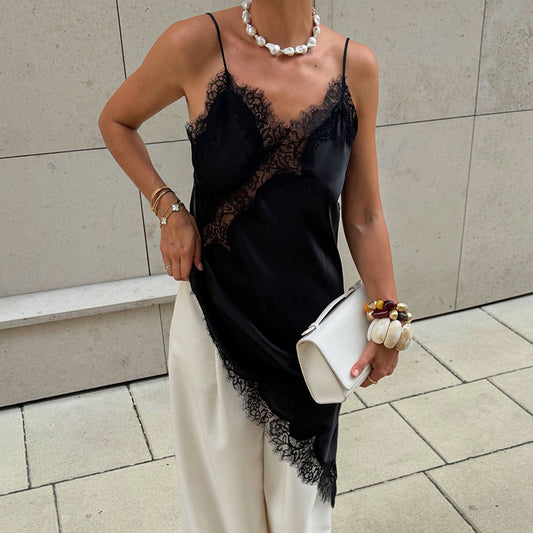 Lace Split Inner Wear Dress Design Temperament