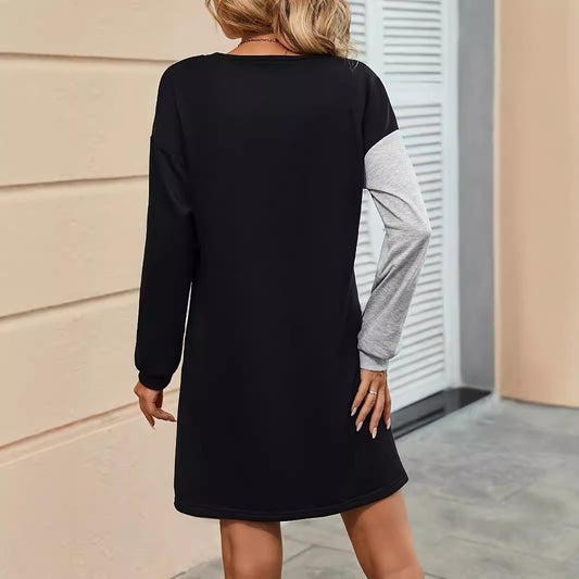Womens Color-Block Crew-Neck Dress
