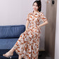 Floral Lapel Loose Fitting Short Sleeve Dress