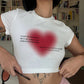 New Summer Women's Clothes DIY Printing Love Heart English Cropped T-shirt