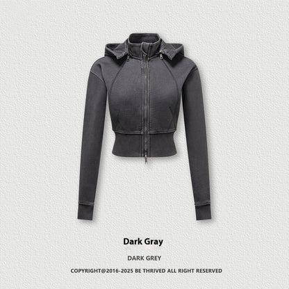 Two Piece Set Of Velvet Slimming Waist Zipper Sweatshirt Cardigan Casual Pants