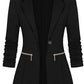 Front Open-front Jacket Work Office Blazer With Zipper