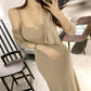 Two Piece Set Of Slim Fitting Women's Cardigan And Camisole Dress