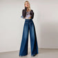 High-waisted Fashionable Wide-leg Flare Jeans For Women