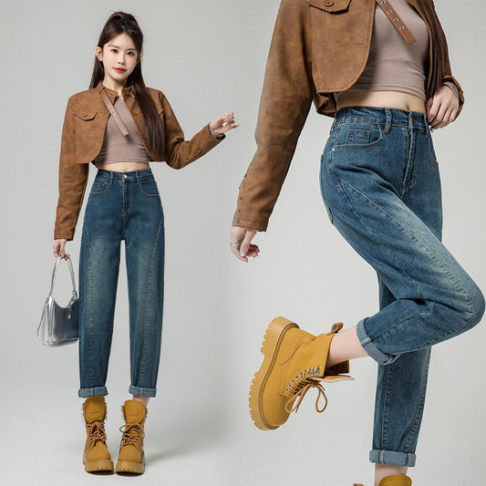 Women's Pants Seasonal Spring High-waisted Straight Loose