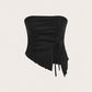 Women's Summer New Arrival Drawstring Slit Asymmetrical Waffle-Texture Slim-fit Tube Top Bustier