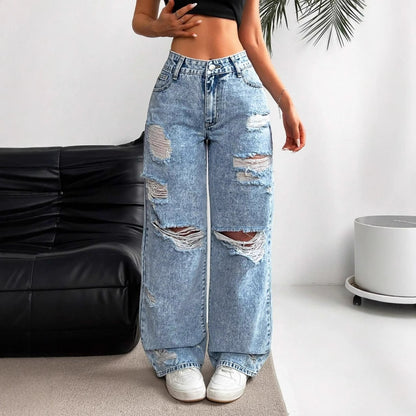 High-waisted Straight Versatile Slim-fit Women's Jeans
