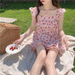Girlfriends Clothes Cute Plaid Strawberry Lace Trim Pajamas Summer Suspender Shorts Homewear