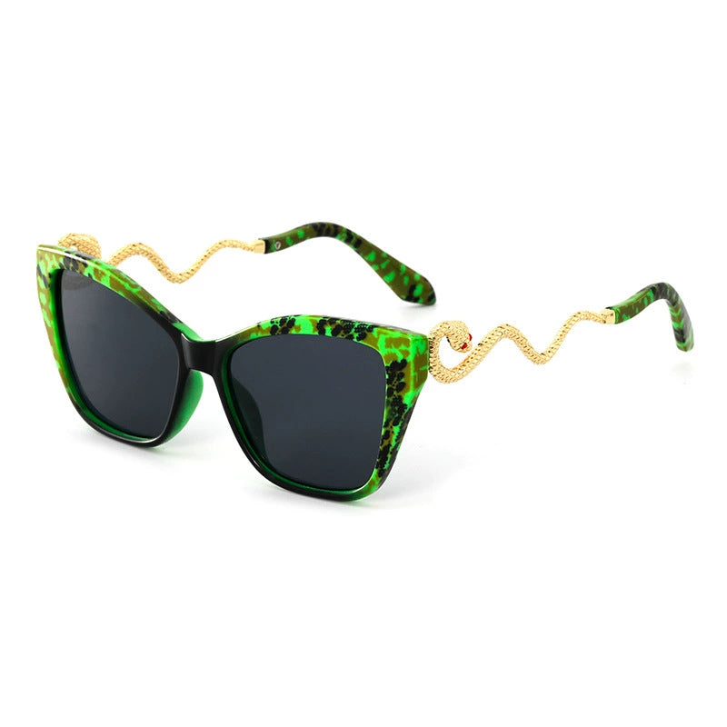 Retro Snake Temple Metal Cat Eye Party Sunglasses