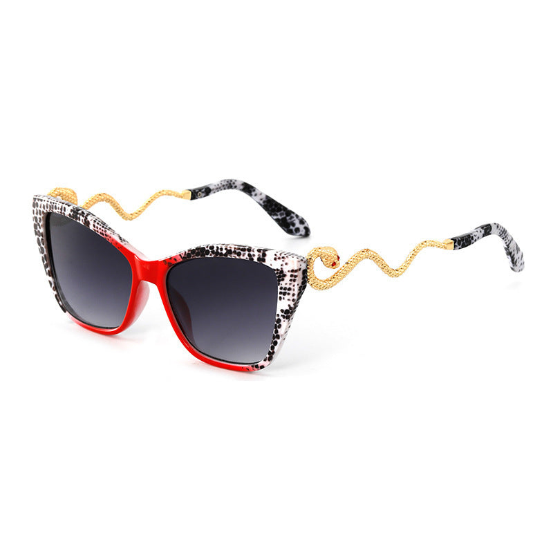 Retro Snake Temple Metal Cat Eye Party Sunglasses