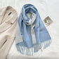 Thickened Double-sided Two-tone Wool Scarf Versatile Solid-color Tassel Shawl For Warmth And Style