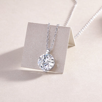 Time Endures - A Fashionable And Light Luxury Jewelry Pendant Necklace Set With Top-quality Moissanite, S925 Silver Plated Platinum