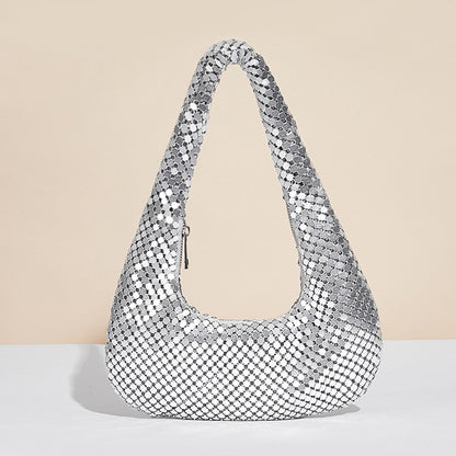 Fashion Metallic Gold Clutch Purse - Women's Elegant Underarm Evening Bag For Party, Prom And Special Occasions