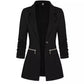 Front Open-front Jacket Work Office Blazer With Zipper